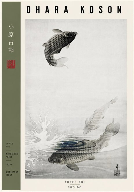 Ohara Koson Three Koi No5 - Affiche