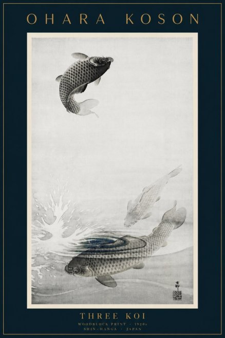 Ohara Koson Three Koi No6 - Affiche