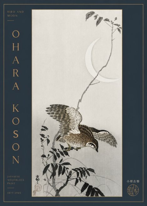 Ohara Koson Bird and Moon No3 - Affiche