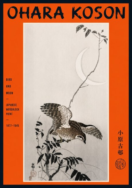 Ohara Koson Bird and Moon No5 - Affiche