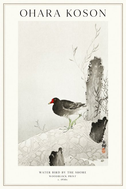 Ohara Koson Water Bird by the Shore No1 - Affiche