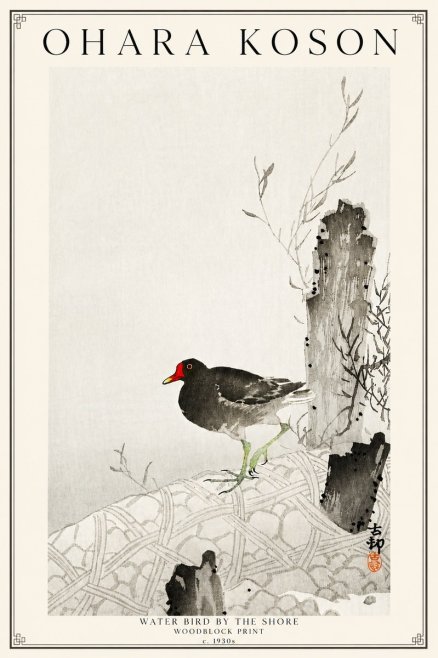 Ohara Koson Water Bird by the Shore No3 - Affiche