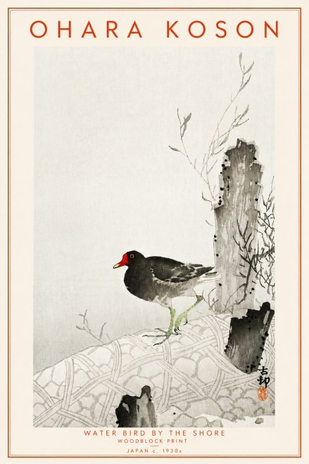 Ohara Koson Water Bird by the Shore No4 - Affiche