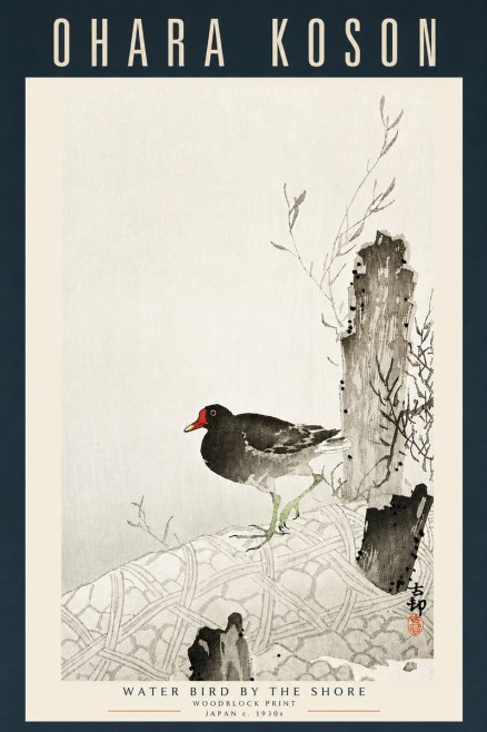 Ohara Koson Water Bird by the Shore No5 - Affiche