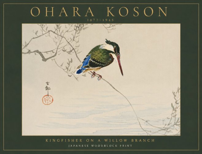 Ohara Koson Kingfisher on a Willow Branch No6 - Affiche
