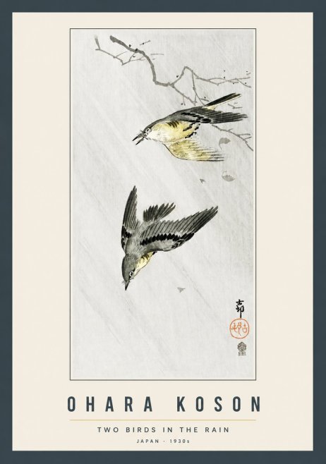 Ohara Koson Two Birds in the Rain No2 - Affiche