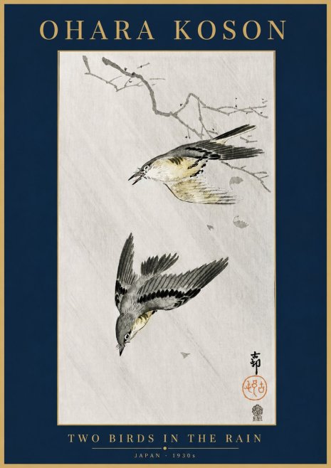 Ohara Koson Two Birds in the Rain No4 - Affiche