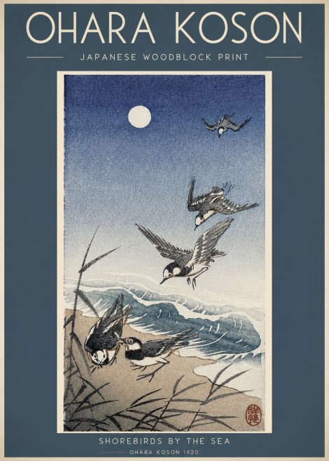 Ohara Koson Shorebirds by the Sea No2 - Affiche