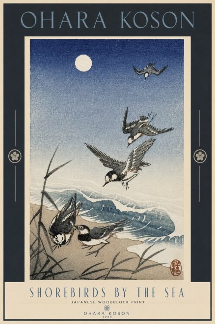Ohara Koson Shorebirds by the Sea No4 - Affiche