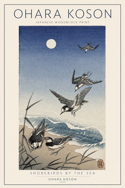 Ohara Koson Shorebirds by the Sea No5 - Affiche
