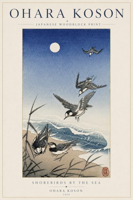 Ohara Koson Shorebirds by the Sea No6 - Affiche