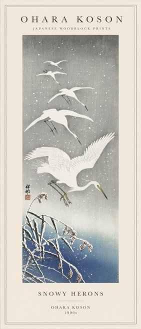 Ohara Koson Snowy Herons No1 - Affiche