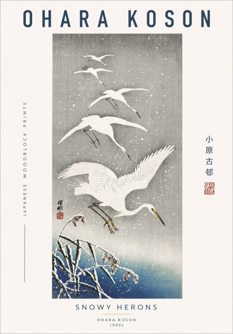 Ohara Koson Snowy Herons No4 - Affiche