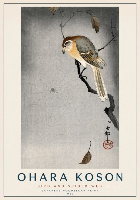 Ohara Koson Bird and Spider Web II No3 - Affiche