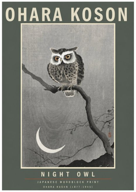 Ohara Koson Night Owl No3 - Affiche