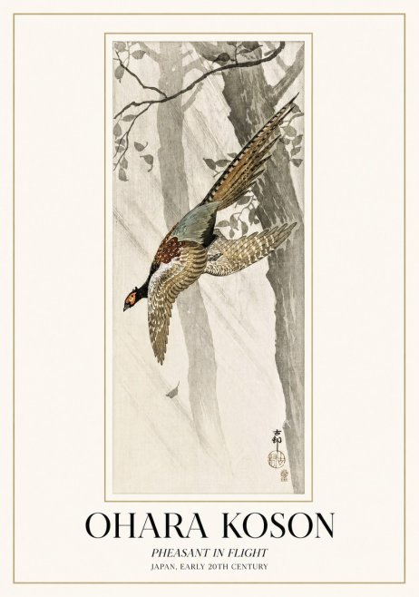 Ohara Koson Pheasant in Flight No1 - Affiche