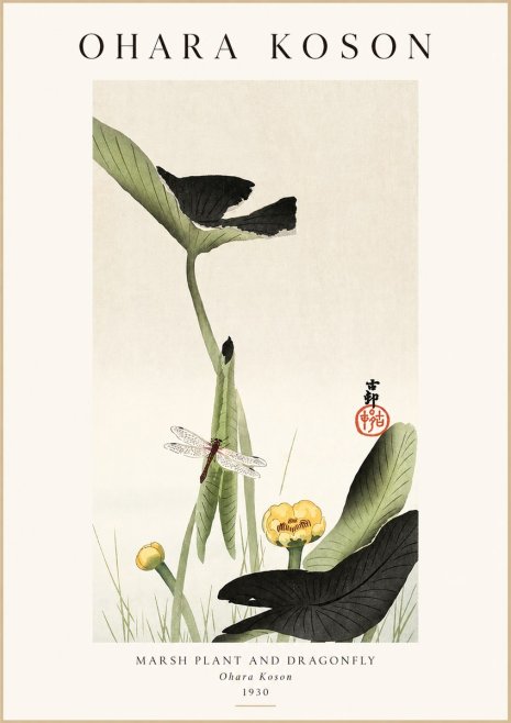 Ohara Koson Marsh Plant and Dragonfly No1 - Affiche