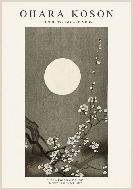 Ohara Koson Plum Blossoms and Moon No1 - Affiche