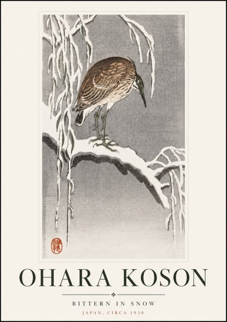 Ohara Koson Bittern in Snow No3 - Affiche