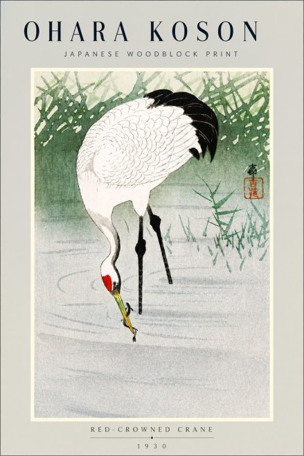Ohara Koson Red-crowned Crane No3 - Affiche