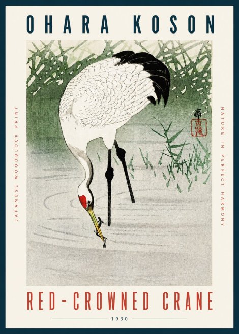 Ohara Koson Red-crowned Crane No4 - Affiche
