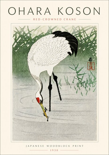 Ohara Koson Red-crowned Crane No6 - Affiche
