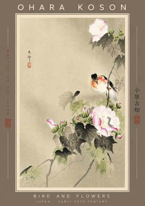 Ohara Koson Bird and Flowers No3 - Affiche