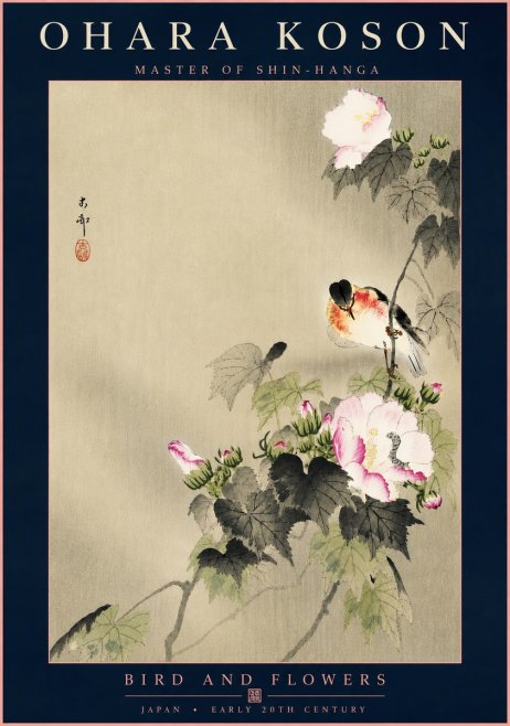 Ohara Koson Bird and Flowers No6 - Affiche