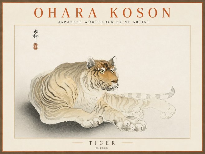 Ohara Koson Tiger No4 - Affiche