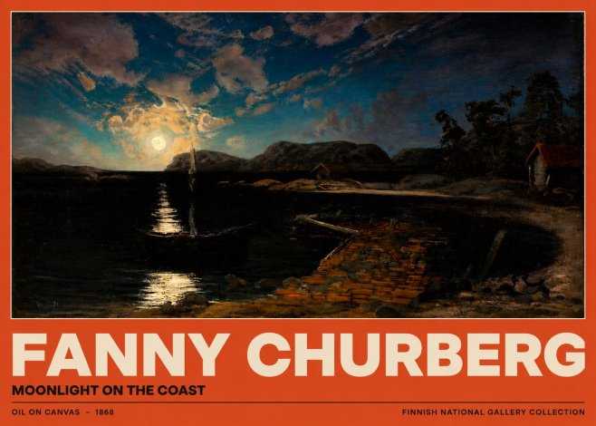 Fanny Churberg Moonlight on the Coast No2 - Affiche