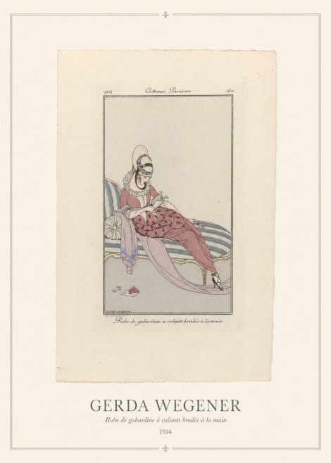 Gerda Wegener Robe De Gabardine À Volants Brodés À La Main I No5 - Affiche