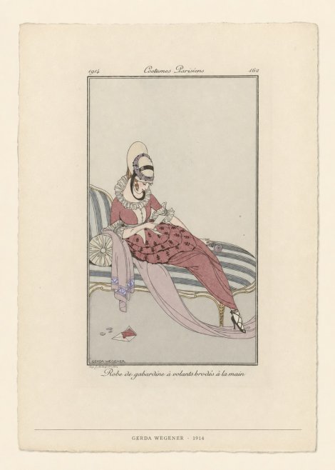 Gerda Wegener Robe De Gabardine À Volants Brodés À La Main I No6 - Affiche
