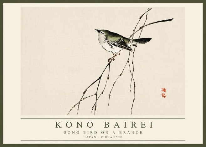 Kōno Bairei Song Bird on a Branch No2 - Affiche