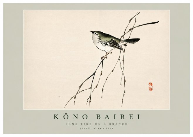 Kōno Bairei Song Bird on a Branch No3 - Affiche