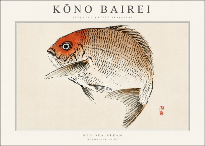 Kōno Bairei Red Sea Bream No3 - Affiche