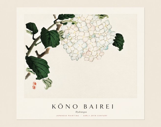 Kōno Bairei Hydrangea No1 - Affiche