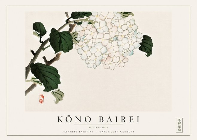 Kōno Bairei Hydrangea No3 - Affiche