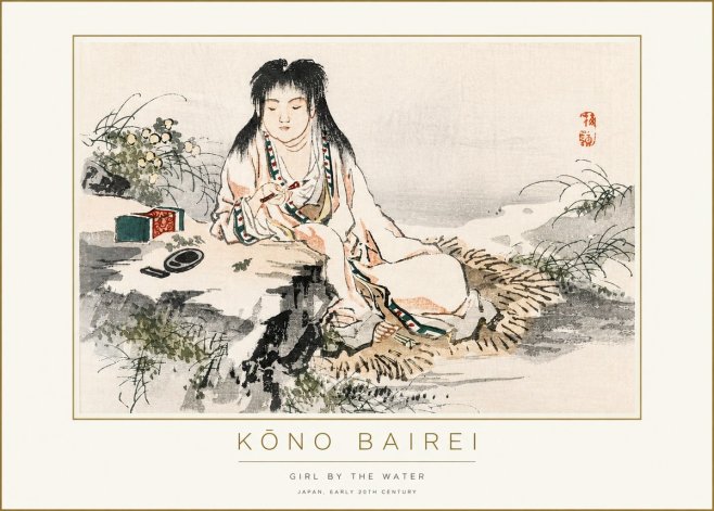 Kōno Bairei Girl by the Water No3 - Affiche