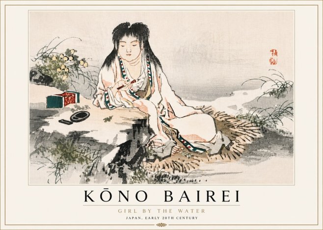 Kōno Bairei Girl by the Water No5 - Affiche