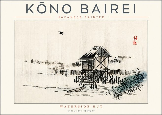 Kōno Bairei Waterside Hut No2 - Affiche