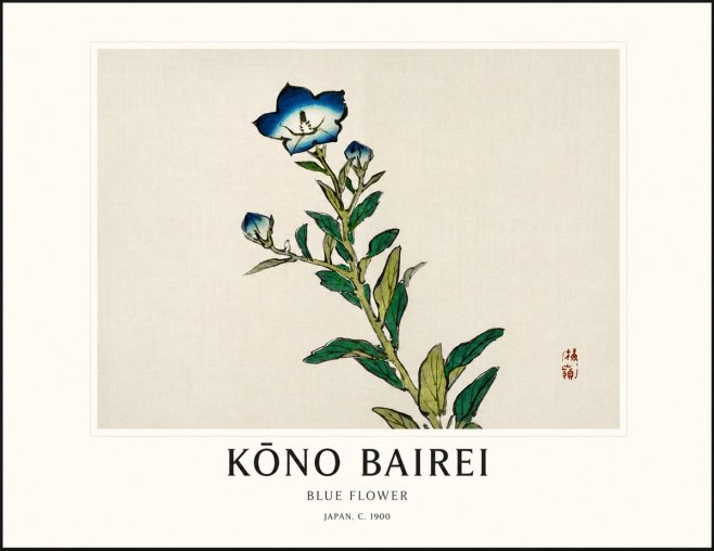 Kōno Bairei Blue Flower No1 - Affiche