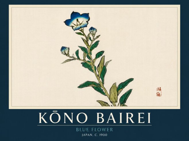 Kōno Bairei Blue Flower No2 - Affiche