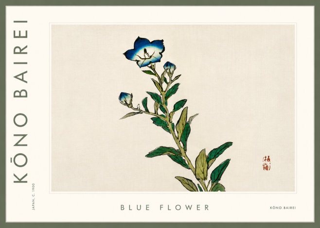 Kōno Bairei Blue Flower No3 - Affiche