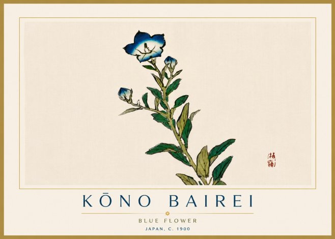 Kōno Bairei Blue Flower No6 - Affiche