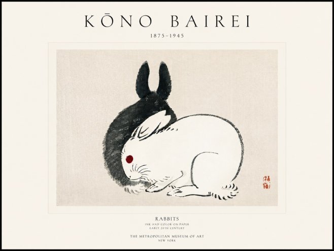 Kōno Bairei Rabbits No1 - Affiche