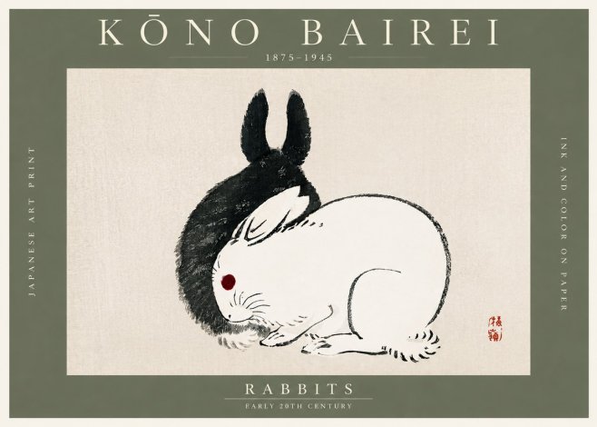 Kōno Bairei Rabbits No3 - Affiche