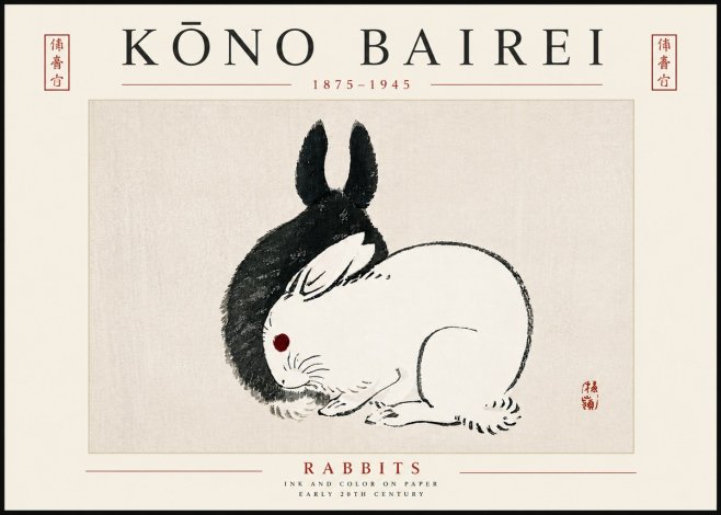 Kōno Bairei Rabbits No5 - Affiche