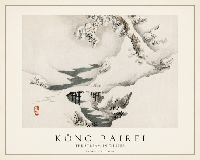 Kōno Bairei The Stream in Winter No1 - Affiche