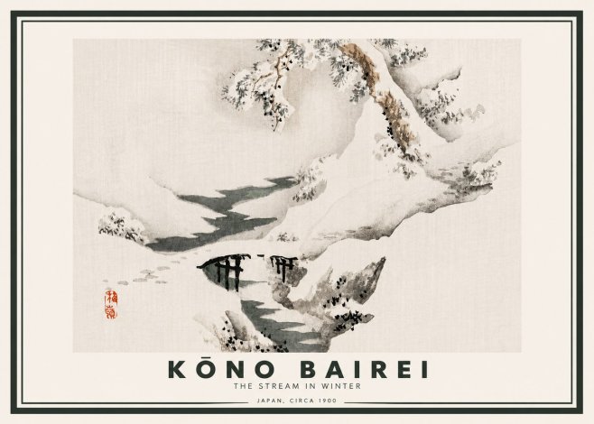 Kōno Bairei The Stream in Winter No4 - Affiche