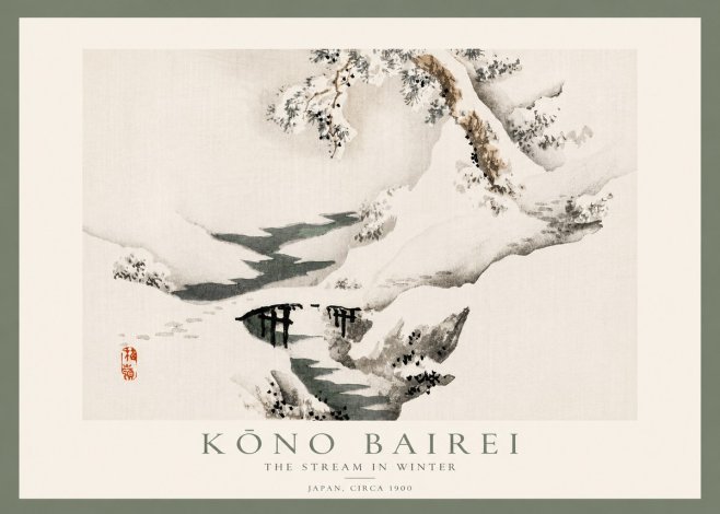 Kōno Bairei The Stream in Winter No5 - Affiche